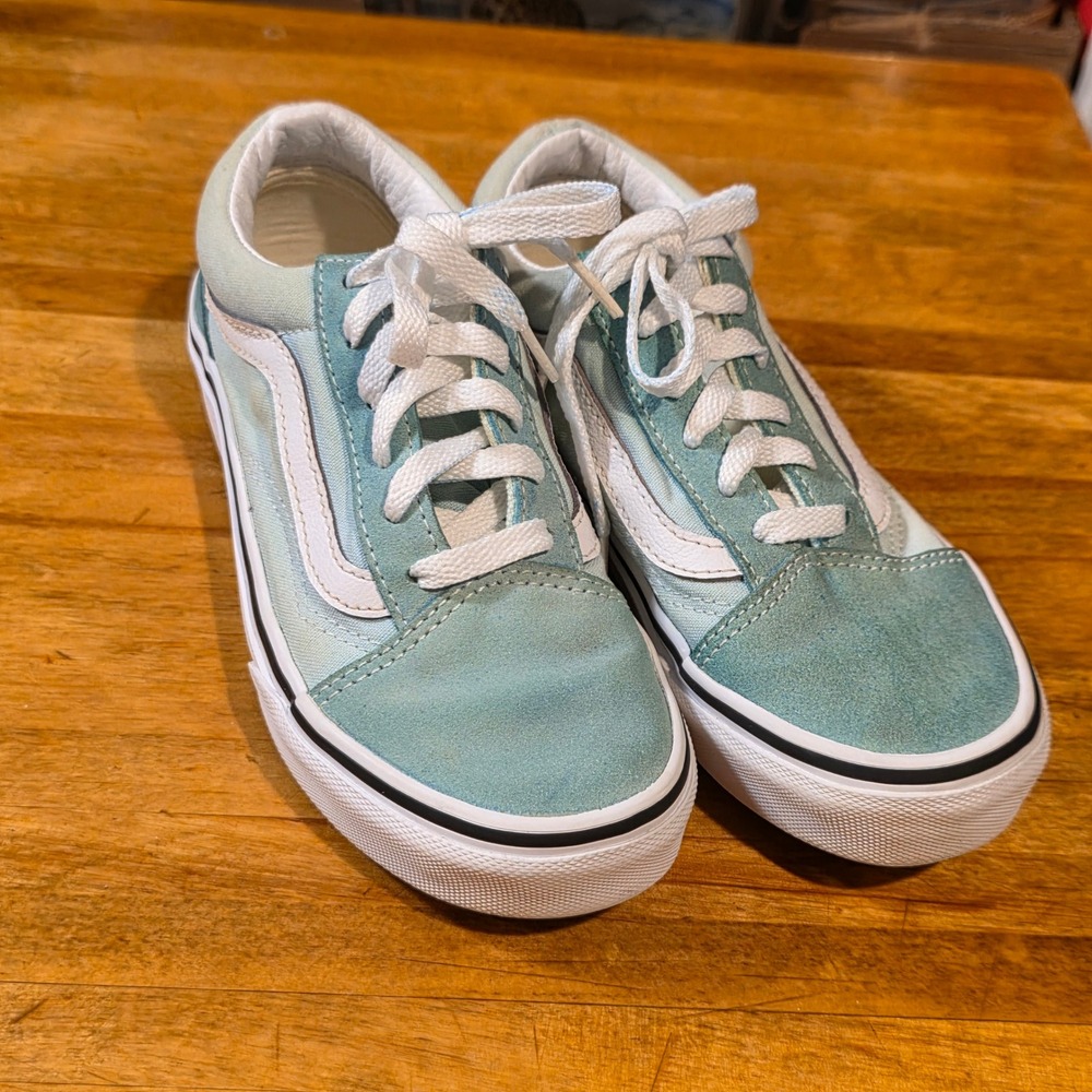 Vans Old Skool Color Theory Canal Blue Suede Canvas Skate Shoes Kids Size 1.5